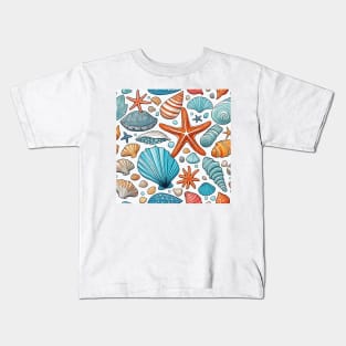 Beachside Bliss: Seashells and Starfish Kids T-Shirt